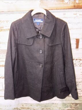 Old Navy Maternity Women's Black Wool-Blend Button Front Coat